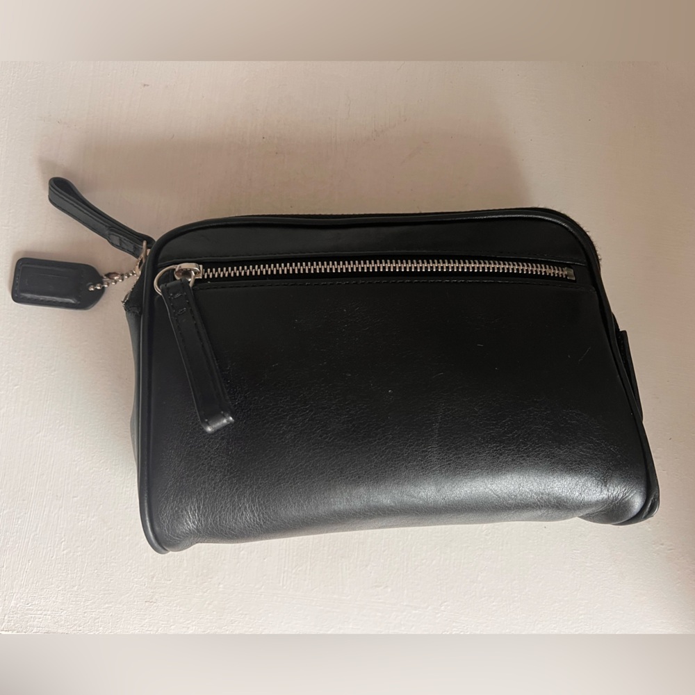 Coach Black Leather Cosmetic Bag